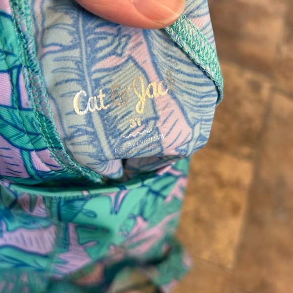 Cat & Jack long sleeve one piece swimsuit tropical leaf print - Picture 5 of 6